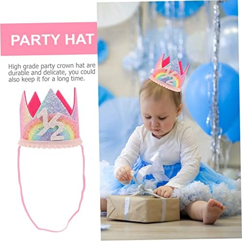 Abaodam Boy Crown Half Baby Princess Mostrar tiara Cap suprimentos meninas garotas Rainbow Creative Glitter Hat Adorable Pink Número