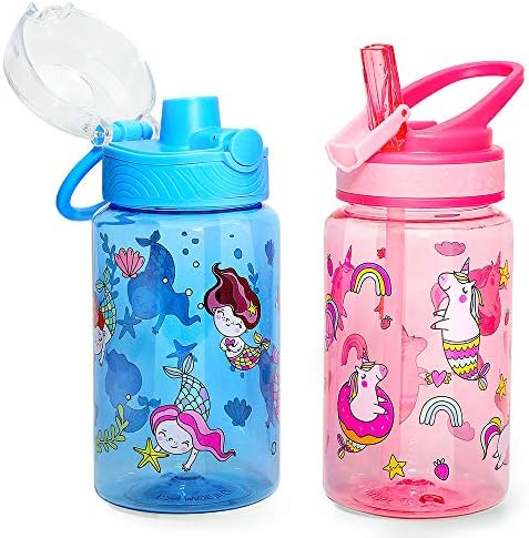 Tune Home 16oz Kids Water Bottle Bottle - Tritan BPA Free, tampa de batida automática Auto, tampa de palha de gole,
