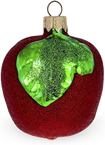 Ornamento de Natal de vidro de maçã vermelho brilhante