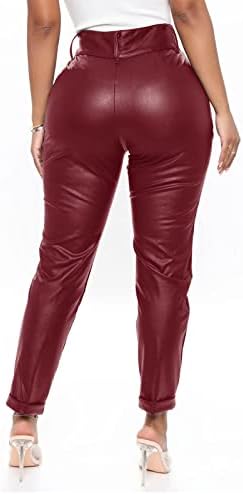 Alta cinta calça feminina cônica Solid Solid Autumn calça de bolso quente ao ar livre tornozelo vintage casual e magro