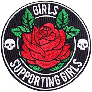 Meninas apoiando garotas patch patch woman fortalece bordado ferro em remendo punk rosa crânio remendos bordados para roupas