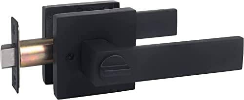 Stylever 6 pacote - Privacy Square Black Door Handle Conjuntos de alavanca - contemporânea, de mão esquerda e direita,
