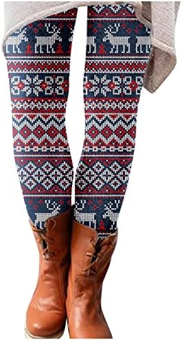 Leggings de Natal feminino Ultra Mold Mobgings Leggings Elk Deer calças calças de cintura alta calças casuais de festa