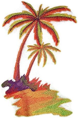 A natureza tecida em fios [palmeiras tropicais em aquarela] [personalizado e exclusivo] Ferro bordado/patch de costura