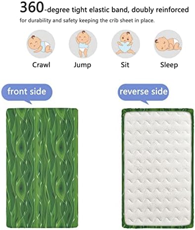 Mini-berço com tema verde, lençóis de berço, lençóis mini berços portáteis folhas de colchão de criança macia.