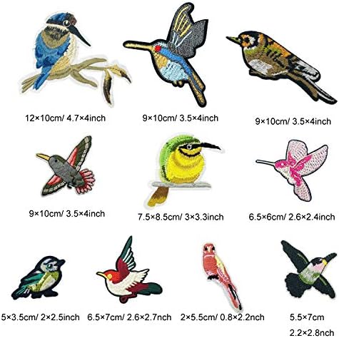 Woohome 19 PCs Ferro de pássaro em manchas variadas de pássaro costurar em patches decoração ou reparo diy, apliques bordados