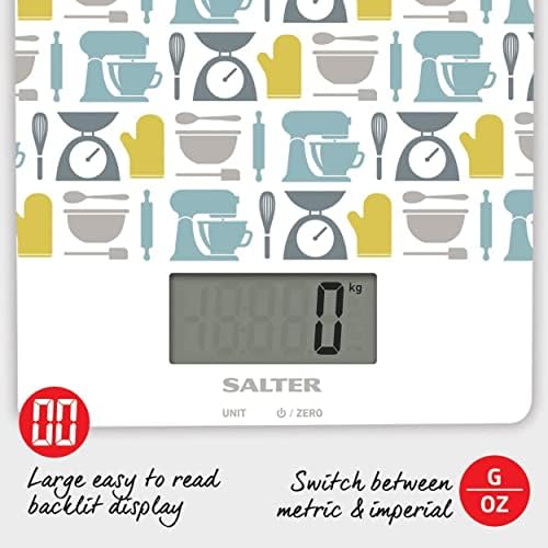 Salter Gadget Digital Kitchen Scales - Escala de pesagem de alimentos eletrônicos para cozinhar/assar, design moderno