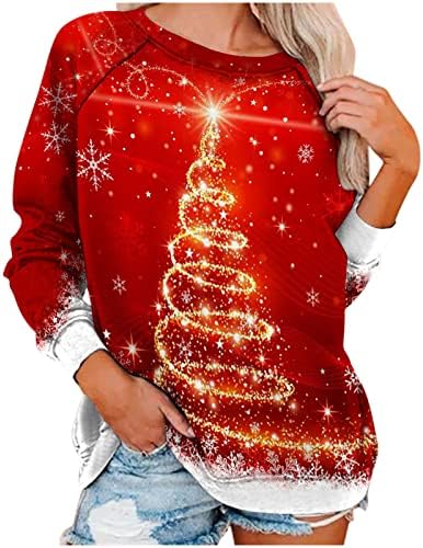 Camisolas de Natal feios mulheres moda 2023 Ano novo Crewneck de manga longa Soleiro