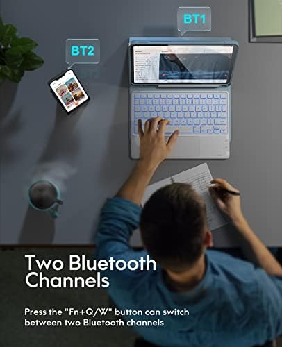 Caixa de 11 polegadas do iPad Pro de 11 polegadas com teclado, teclado Bluetooth destacável com luz de fundo de 7 cores, touchpad