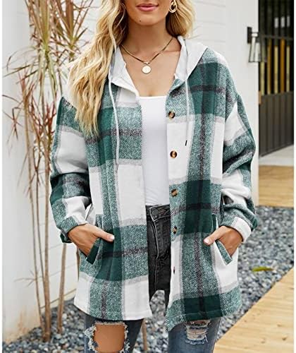 Moda de moda da moda de moda de moda feminina camisa de manga longa com capuz com capuz de casas de lã de lã de lapela de lapela