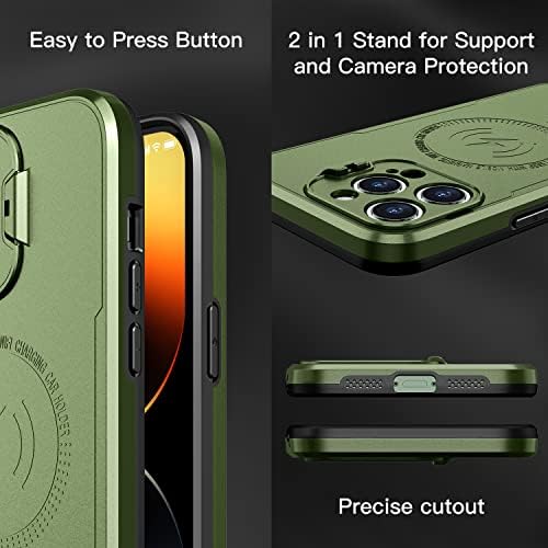 Capa de telefone magnético de Hambnag para iPhone 13 Pro com suporte, [compatível com MagSafe] [Proteção da estrutura de grau militar