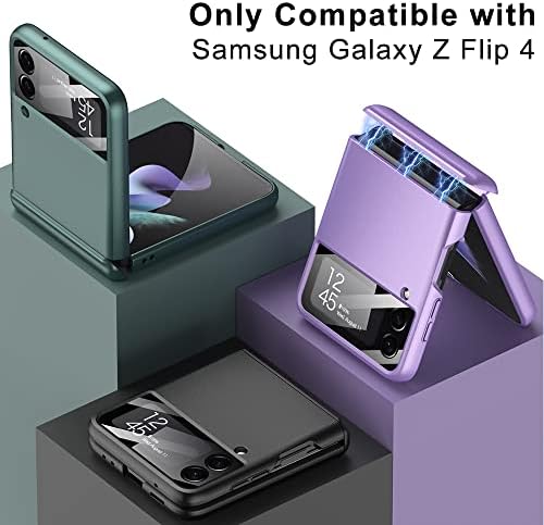 Topsem Case for Samsung Galaxy Z Flip 4 Caixa com proteção de dobradiça magnética e protetor de câmera de lente embutida,