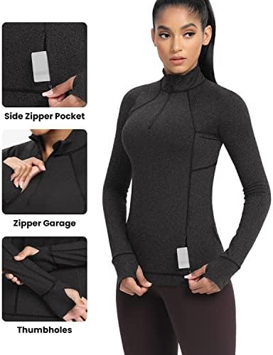 Colorskin Quarter zip pulôver feminino atlético Slim Fit Yoga Tops Camisas de treino de manga longa para mulheres