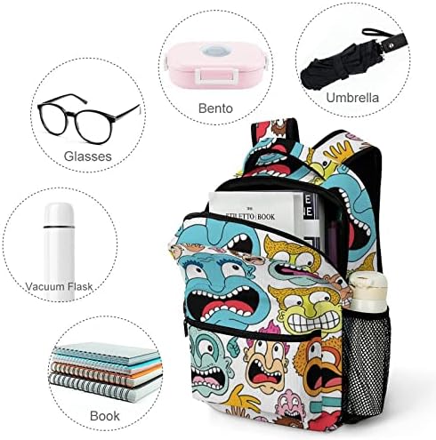 Faces estranhos Funções de laptop Funny Backpachas Daypacks Daypacks Unissex Fashion College Saco de ombro da Fashion
