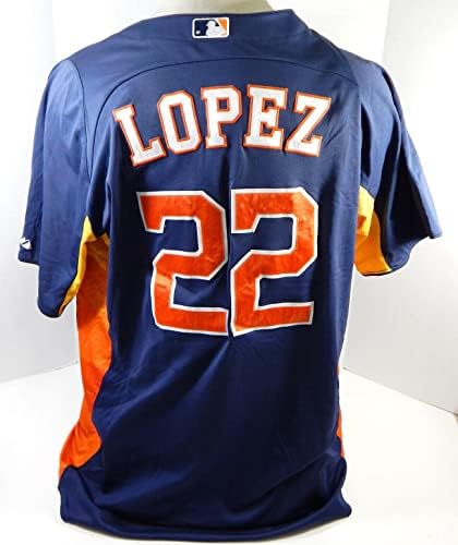 2014-15 Houston Astros Omar Lopez #22 Jogo usou Jersey da Marinha 50 DP25567 - Jogo usou camisas MLB
