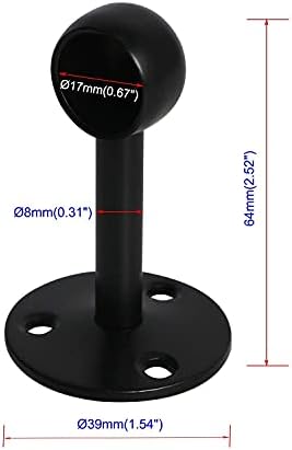 Suportes de barra de armário AOPIN com acabamento preto fosco de preto de 16 mm / 0,63 suportes de montagem de teto de teto suportes de ponta de haste da haste de flange aço inoxidável, suportes de soquete de armário 2 pcs