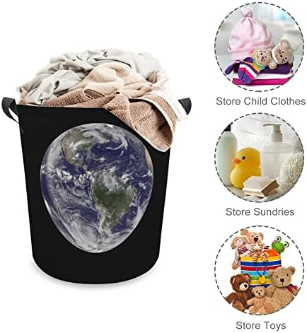 Terra no espaço Lavanderia dobrável cesta de lavanderia cesto com alças de lavagem Bin Saco de roupas sujas para o dormitório da faculdade, família