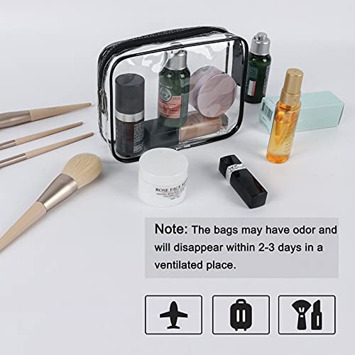 Sacos de maquiagem claros e errôneos, TSA aprovou 3 PCs Sacos de maquiagem cosméticos Definir PVC claro com zíper como alça portátil