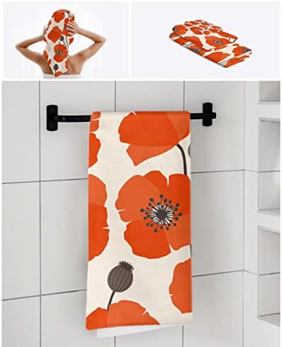 Toalhas de banho pakiinno Definir toalhas macias absorventes laranja papoula linda linda bela arte abstrata arte fofa toalha de toalha de toalha