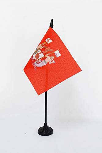 AZ FLAND LIVERPOOL Bandeira 4 '' x 6 '' - Liverpool na bandeira da mesa da Inglaterra 15 x 10 cm - Beck de plástico preto e base