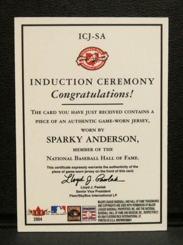 2004 Fleer Induction Cerimony Sparky Anderson Game Usado Jersey 051/100#ICJ -SA - MLB Game usado Jerseys