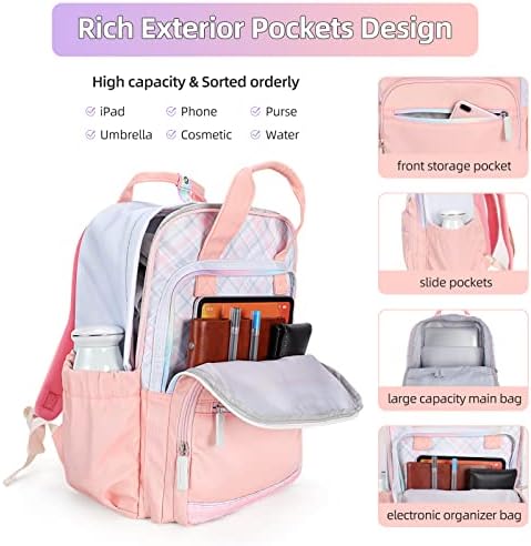 Mochila infantil de Ankuer para meninas bolsa de escola primária para crianças fofas kawaii saco de backpack de viagem se encaixa na mochila de laptop de 15,6 polegadas