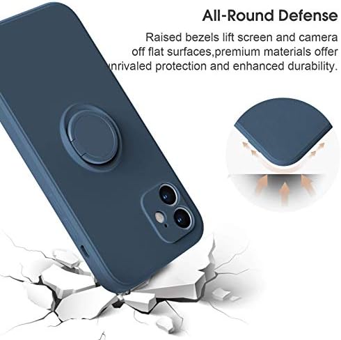 Abitku Compatível com o iPhone 12 Case, silicone com 360 ° Ring Kickstand Holder Microfiber de seda macia projetado