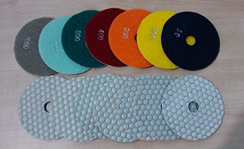 70 peças/10 conjuntos Diamond Diamond Flexible Dry Polishing Pad 7 etapas por conjunto 100mm