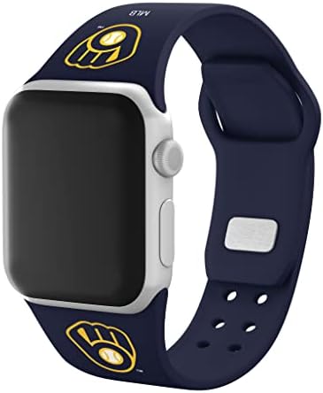 Hora do jogo Milwaukee Brewers Silicone Sport Watch Band compatível com Apple Watch