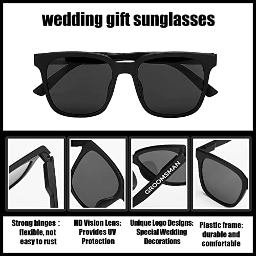 Karenhi 8 PCs Groom Sunglasses de solteira Favorece os óculos de sol Black Men's Weddings Gift Sunglasses para noivo