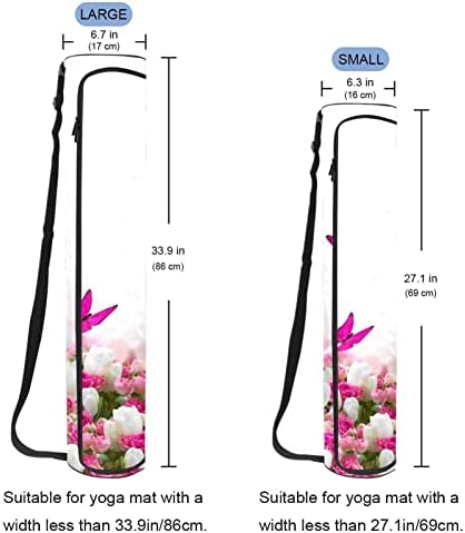 Bolsa de tapete de ioga ratgdn, rosas e borboletas Exercício de ioga transportadora