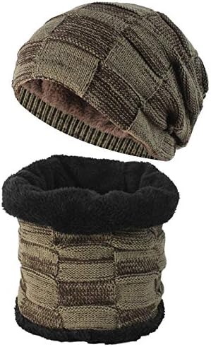 HH Hofnen Chapéu de gorro de inverno e lenço infinito com berros de bico de punho duplo morto lenços de boné para homens