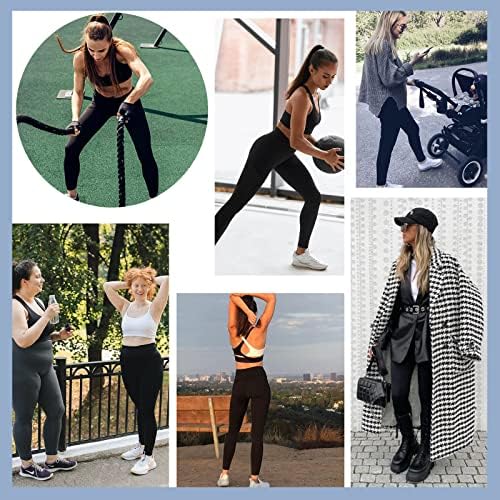 3 embalam leggings com bolsos para mulheres, calças de ioga de controle de barriga de cintura alta de cintura alta