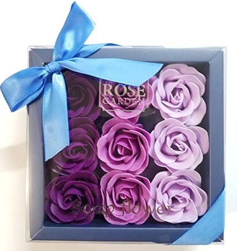 JM Caixa de Flora roxa Rosas perfumadas sabonete de banho de flor, sabonete de rosa essencial de óleo em caixa de presente,