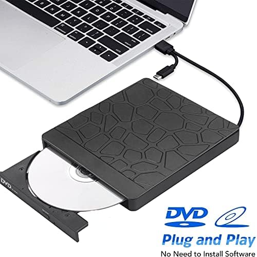 Unidade de DVD externa para laptop, USB 3.0 tipo C CD DVD +/- RW Disco óptico de queimador, Zilynhom CD/DVD ROM ROM ROO