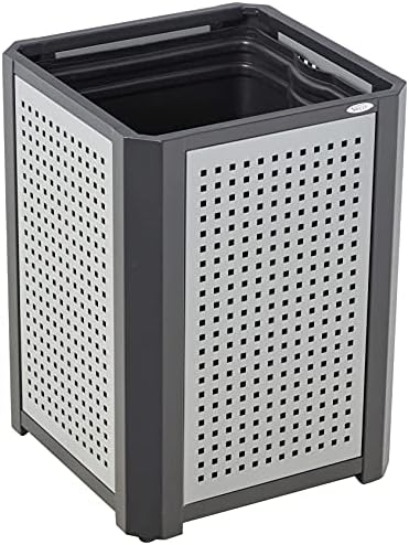 Produtos SAFCO EVOS Lixo ao ar livre/interno lata com painel de aço galvanizado perfurado, 15 galões, preto