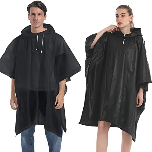 Ponchos de chuva para adultos homens e mulheres- 2 Pacote jaqueta de chuva à prova d'água com capuz