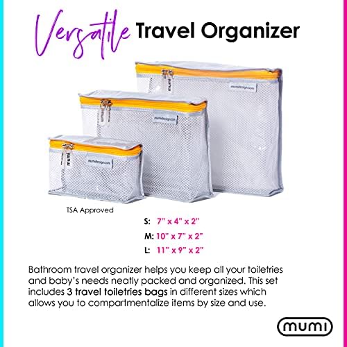 Mumi Saco de higiene pessoal, bolsa de higiene pessoal para viagens, higiene pessoal e maquiagem, 3 saco de higiene pessoal