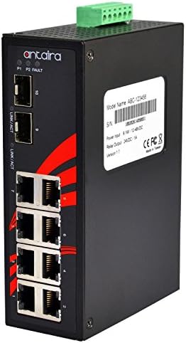 Antaira LNX-1002G-SFP Industrial Gigabit Ethernet não gerenciado Industrial Switch, 2 slots de SFP, Montagem Din-Rail,