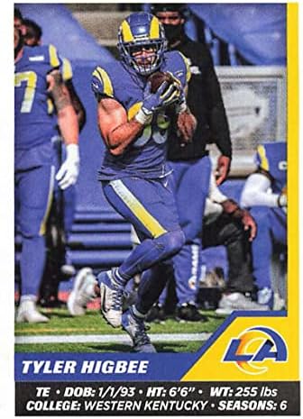 2021 adesivos Panini #513 Tyler Higbee Los Angeles Rams NFL Futebol Mini Sticker Trading Card