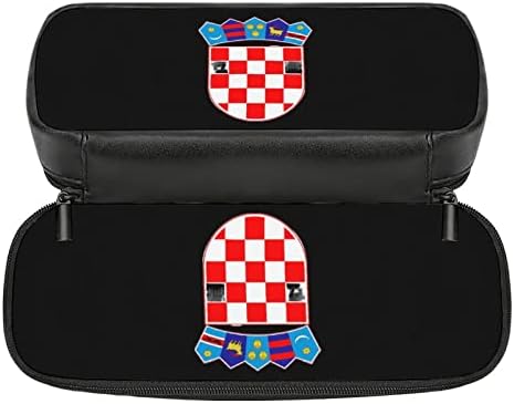 Croatia National emblema Lápis Case PU Couro Lápis Bolsa de caneta de grande capacidade Caixa de caneta Bolsa de maquiagem com