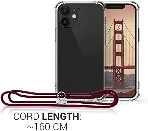 Caixa Crossbody Kwmobile Compatível com Apple iPhone 12 Mini Case - Tampa de telefone transparente TPU com cordão de cordão de