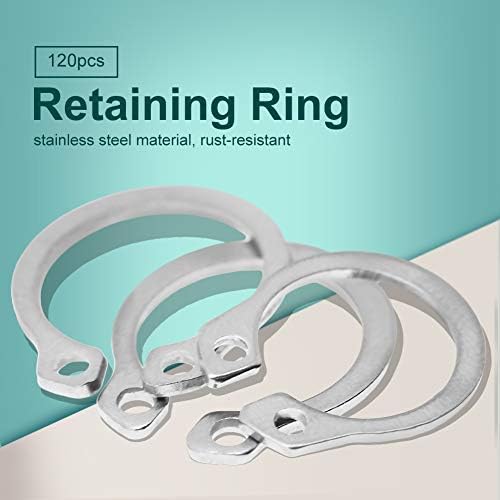 Variedade de circlip, anel de snap anel inoxidável 6 tamanhos circlip 120 peças circlips para evitar o movimento lateral para