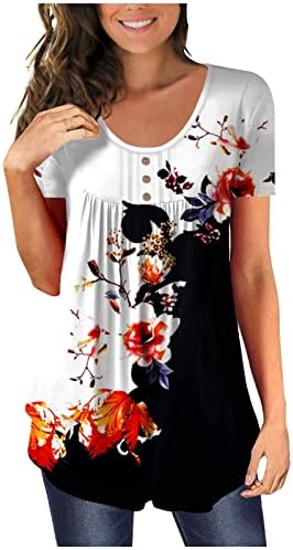 Túnica de túnica de verão de 2023 feminino camisetas de impressão floral casual camisetas de manga curta camiseta swort blogum