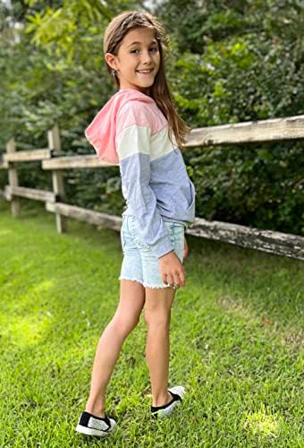 Infantil garotas moletons moletons coloridos casuais com capuz com manchas longas de manga longa roupas de 6 a 14 anos