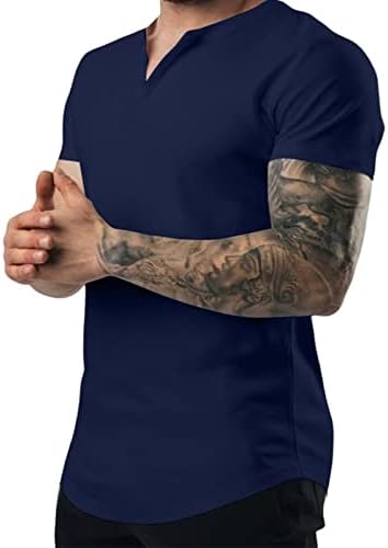UNI CLAU Mens Henley camisas de manga curta Casual T SMANHTS MUSCLO Slim Fit Workout Shirt