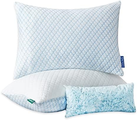 Almofadas de cama de resfriamento para dormir 2 embalagens de espuma de memória ralada - travesseiros ajustáveis ​​Conjunto de