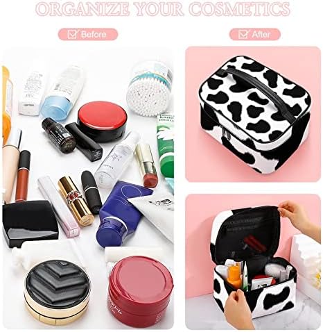 Jiaogsnc Cow Print grande bolsa de cosméticos Travel Organizador de maquiagem Case para mulheres meninas