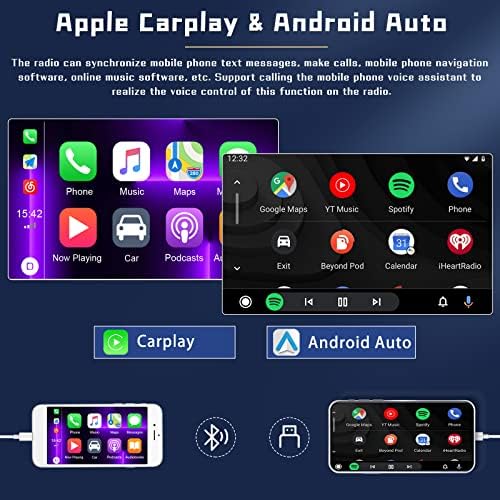Estéreo de carro DIN único com tela de toque de 5 polegadas Bluetooth Audio Apple CarPlay & Android Auto Mirror Link FM