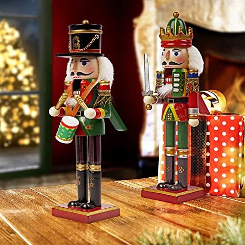 Os Twiddlers de 12 polegadas de madeira de madeira figuras - King & Guard Solider - Ornamentos de madeira, Decorações tradicionais de